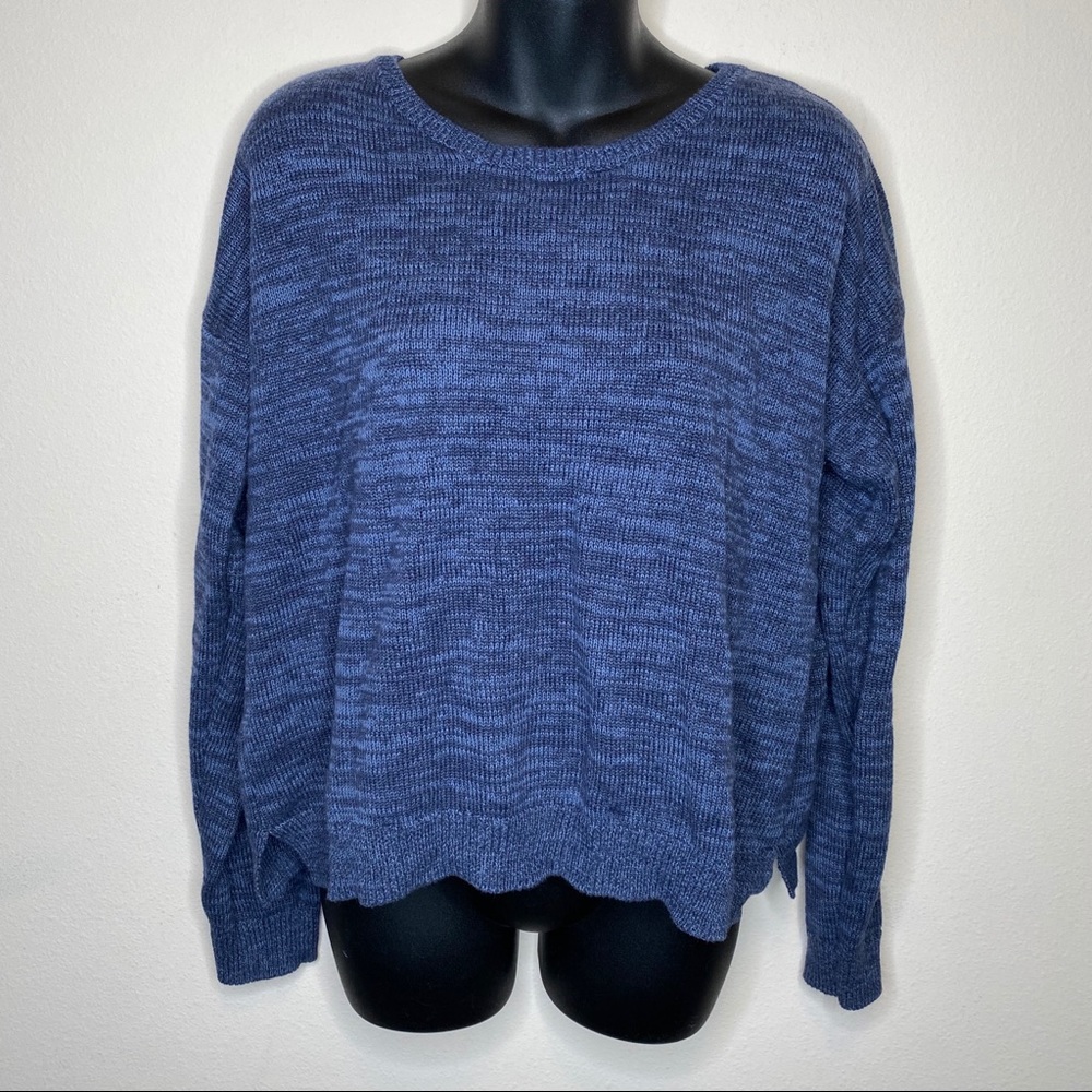 Aeropostale Blue Cotton Crop Loose Fit Sweater